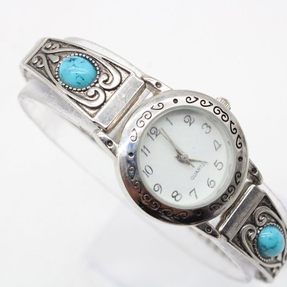 Ladies Western Turquoise Stones Stretch Elastic Band Fashion Watch Varsales - Picture 4 of 8